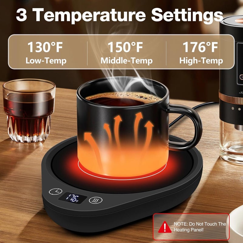 PUSEE Coffee Mug Warmer - Electric Large Candle Warmer Plate with 4H Auto Shut Off, 3-Temp Settings Cup Heater for Desk, Tea, Milk, Cocoa - Image 2